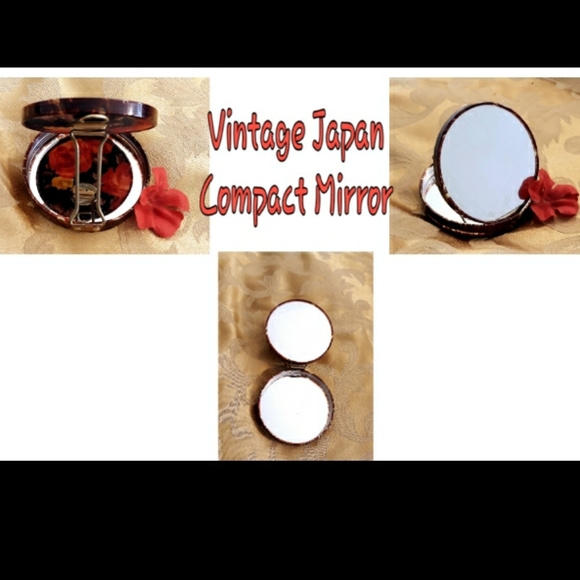 Vintage Japan Floral Fabric Covered Double Compact Travel Mirror - Picture 2 of 8